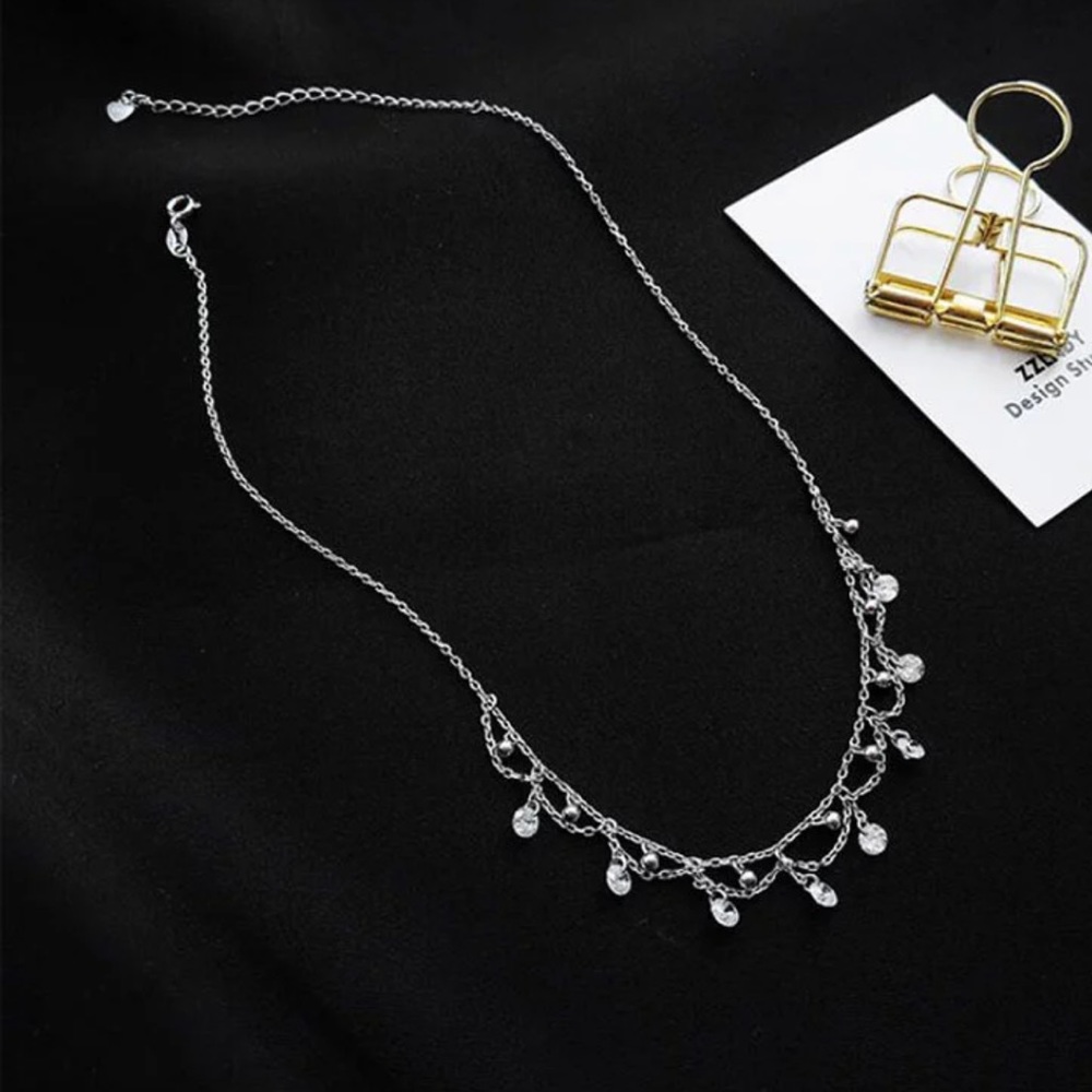 Sterling Silver 925 CZ Short Necklace